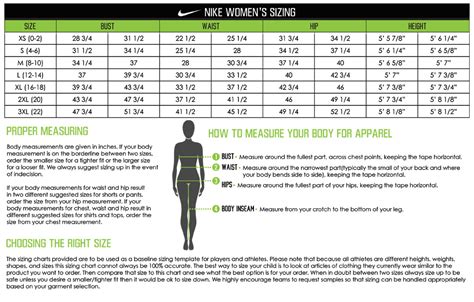 nike women's jersey size chart